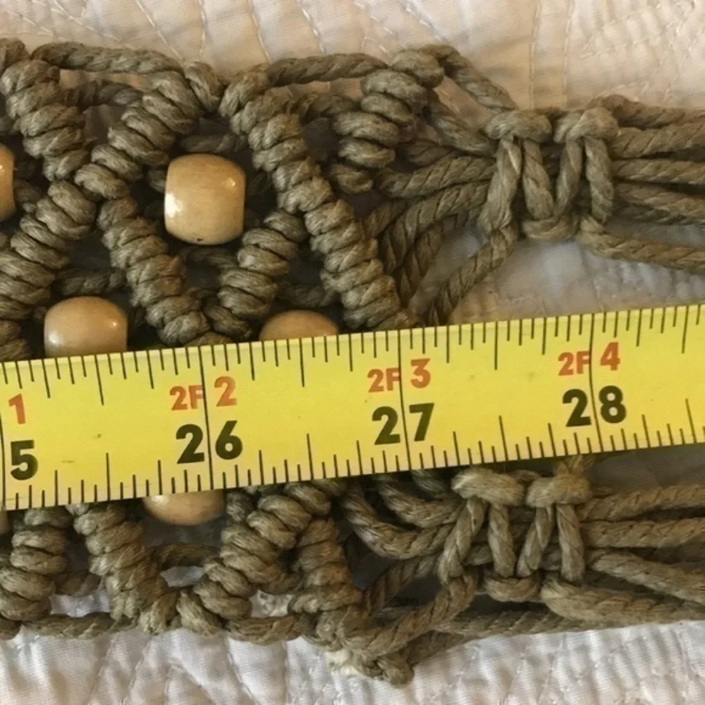 Macrame Belt with Wood Beads Boho Hand Length 63 inches